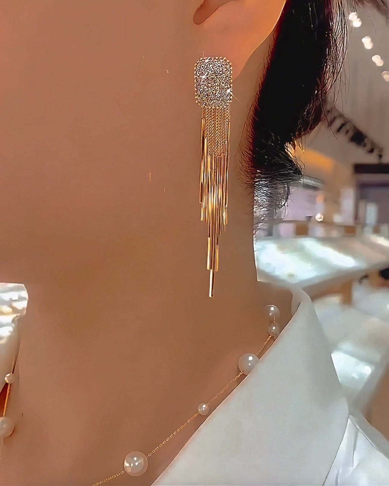 Valeria Montes Pendientes Cascada Brillantes