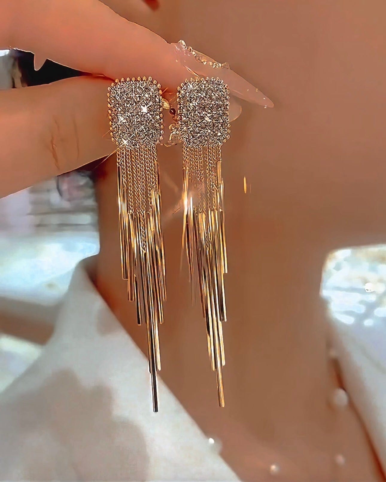 Valeria Montes Pendientes Cascada Brillantes