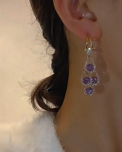 Valeria Montes Pendientes colgantes con cristal púrpura brillante para mujer