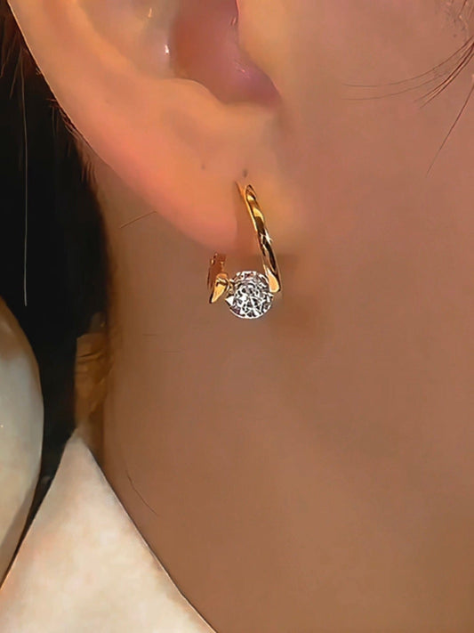 Valeria Montes Pendientes con aro y brillante para mujer