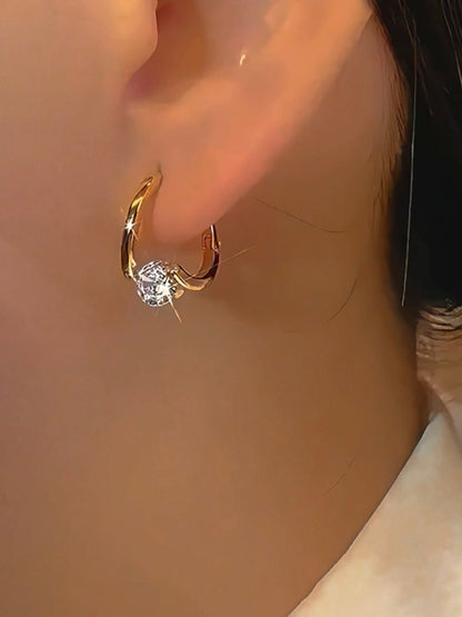 Valeria Montes Pendientes con aro y brillante para mujer