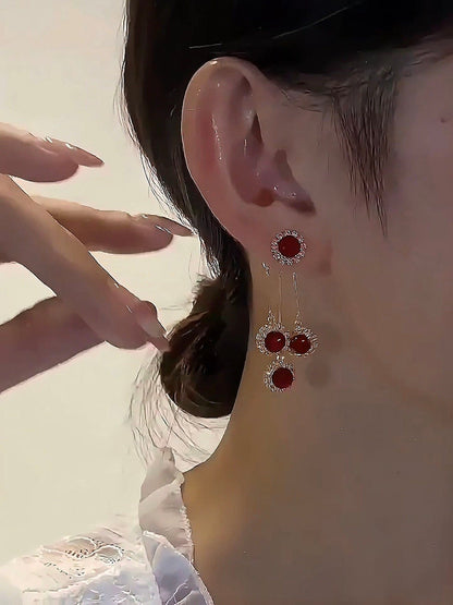 Valeria Montes Pendientes con cristales rojos brillantes para mujer