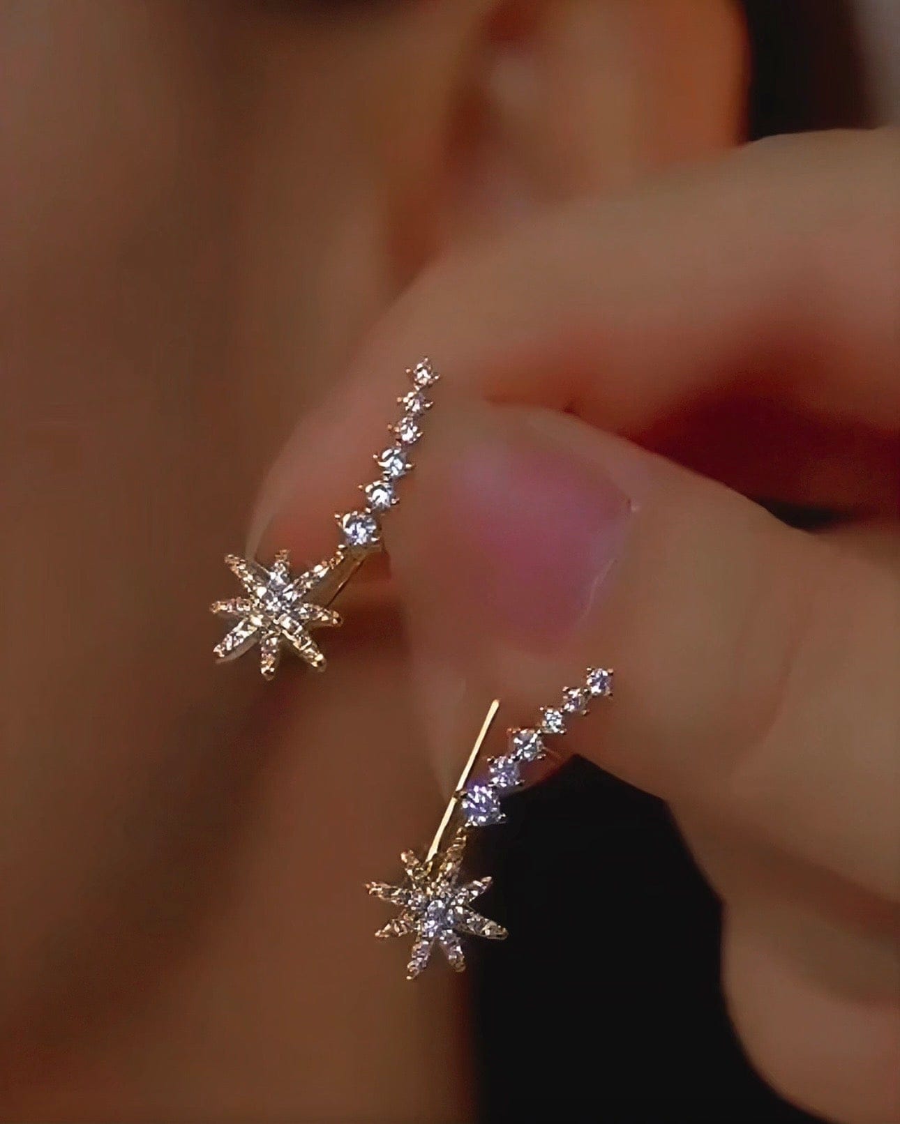 Valeria Montes Pendientes con Estrella Fugaz Brillante
