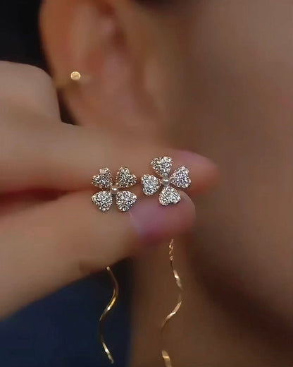 Valeria Montes Pendientes con flor brillante para mujer