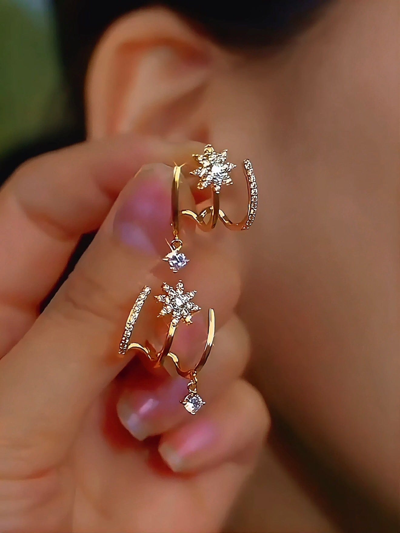 Valeria Montes Pendientes con garra brillantes para mujer