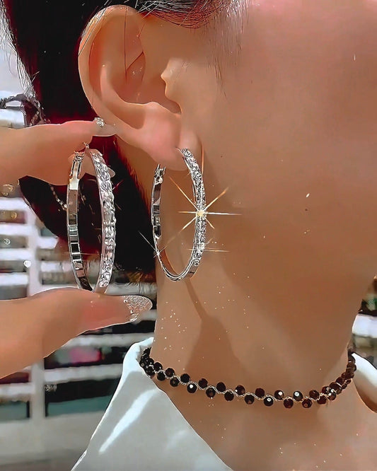 Valeria Montes Pendientes de aros de cristal grandes para mujer