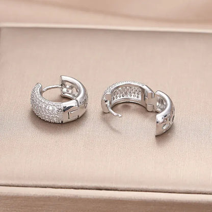 Valeria Montes Pendientes de plata de ley 925 con circonita cúbica para mujer, pendientes circulares redondos pequeños de diseño vintage, joyería hipoalergénica para fiesta