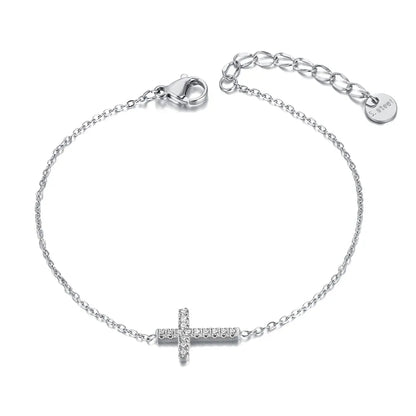 Valeria Montes Plata Pulsera con dijes de cruz religiosa