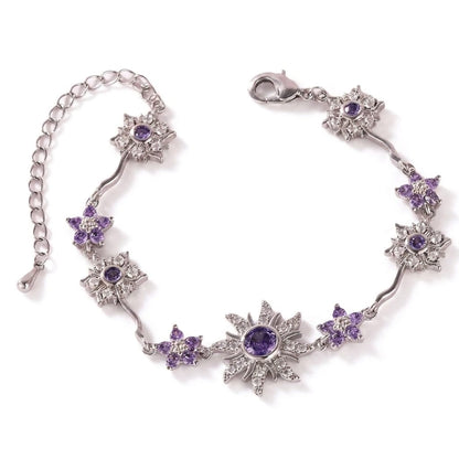 Valeria Montes Plata Pulsera con Soles y Flores Ajustable