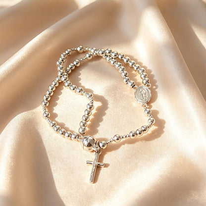 Valeria Montes Plata Pulsera Rosario con Cierre Magnético