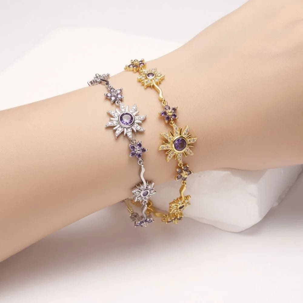 Valeria Montes Pulsera con Soles y Flores Ajustable