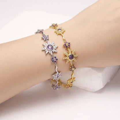 Valeria Montes Pulsera con Soles y Flores Ajustable