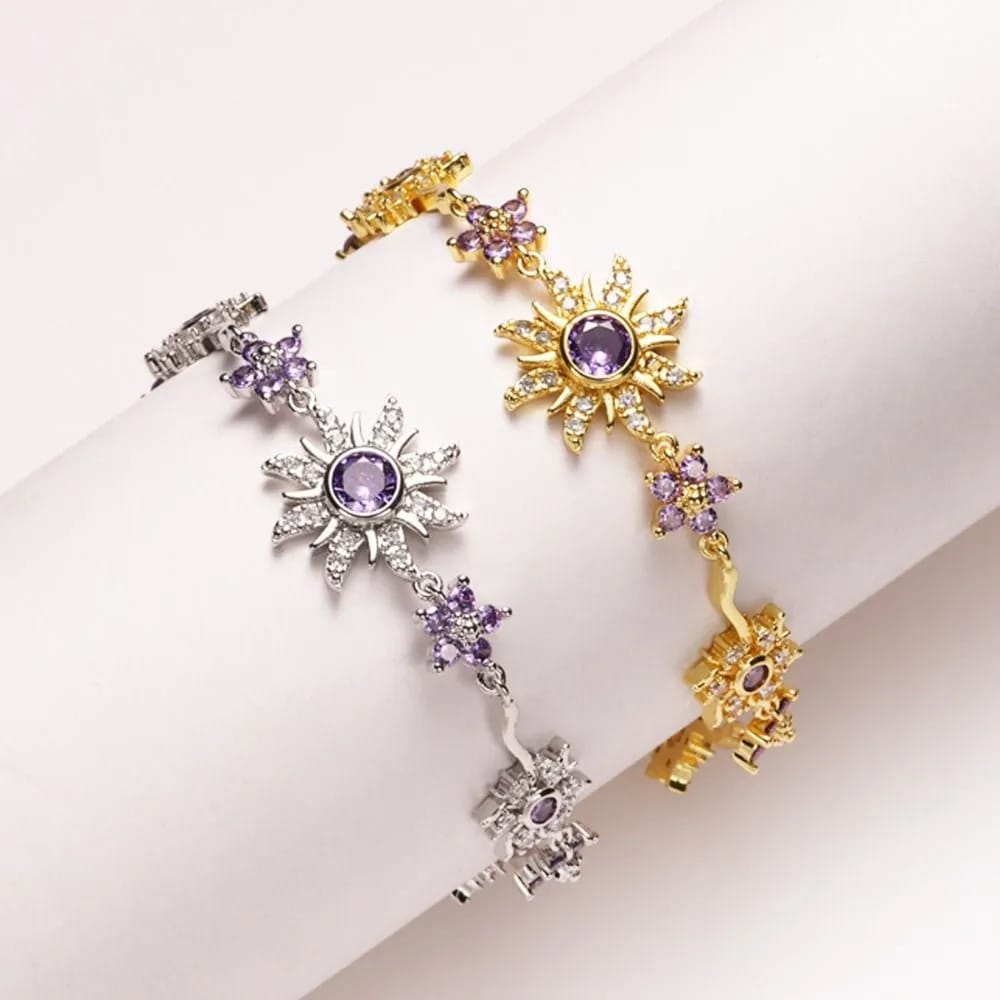 Valeria Montes Pulsera con Soles y Flores Ajustable
