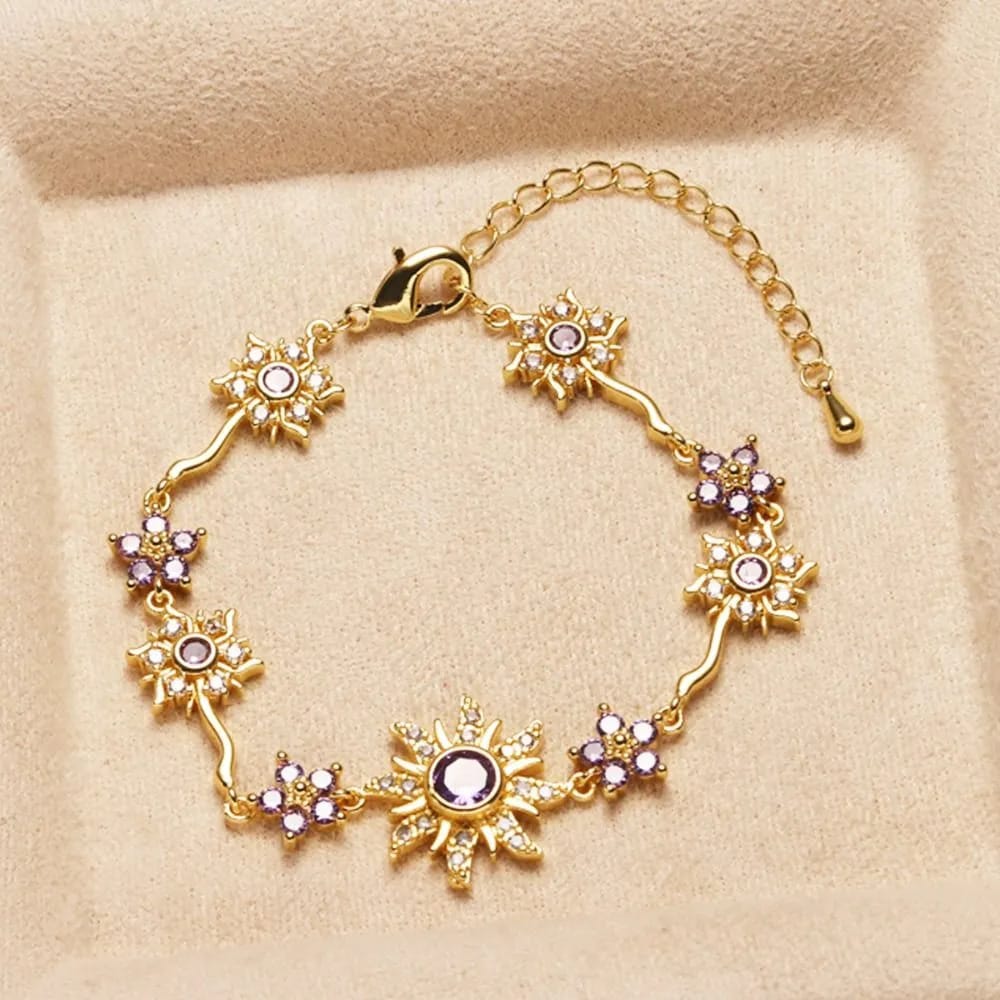 Valeria Montes Pulsera con Soles y Flores Ajustable