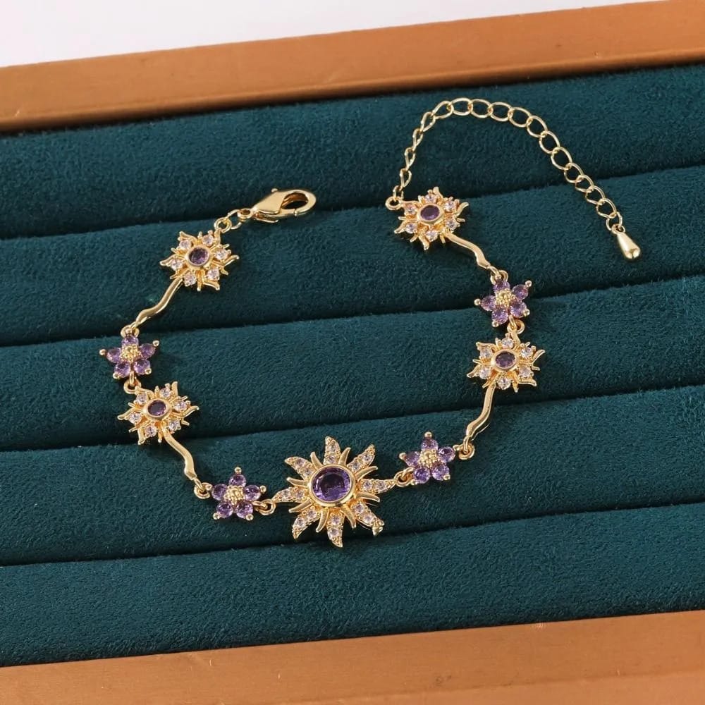Valeria Montes Pulsera con Soles y Flores Ajustable