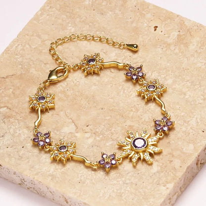 Valeria Montes Pulsera con Soles y Flores Ajustable