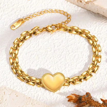 Valeria Montes Pulsera de corazón de amor de moda para mujer, pulseras de cadena con correa de acero inoxidable, joyería de fiesta exquisita, regalo del día de la madre