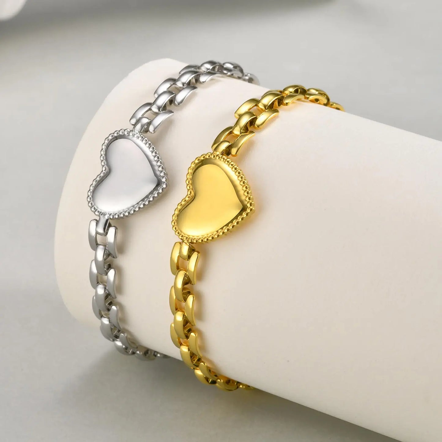 Valeria Montes Pulsera de corazón de amor de moda para mujer, pulseras de cadena con correa de acero inoxidable, joyería de fiesta exquisita, regalo del día de la madre