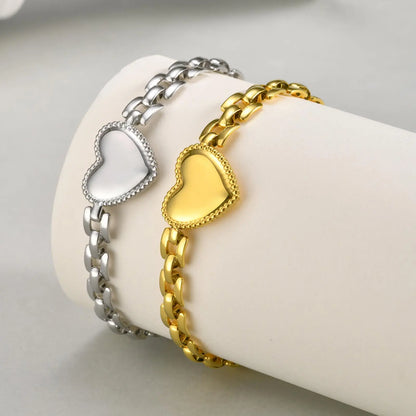 Valeria Montes Pulsera de corazón de amor de moda para mujer, pulseras de cadena con correa de acero inoxidable, joyería de fiesta exquisita, regalo del día de la madre