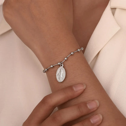 Valeria Montes Pulsera de Oración de la Virgen María con Cruz Religiosa