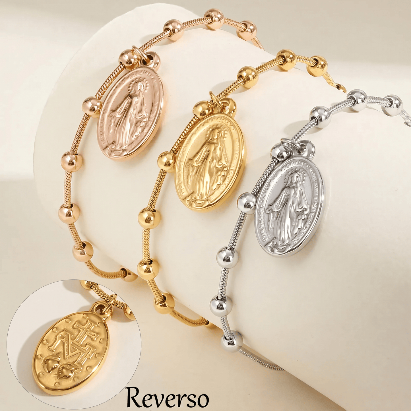 Valeria Montes Pulsera de Oración de la Virgen María con Cruz Religiosa
