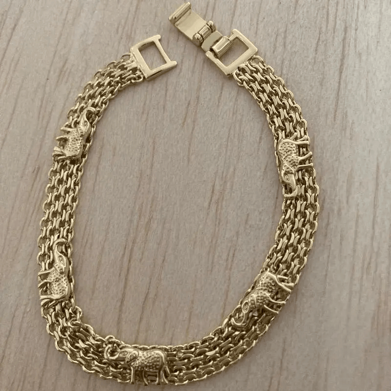 Valeria Montes Pulsera del Elefante de la Suerte Ajustable