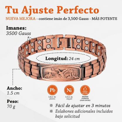 Valeria Montes Pulsera Magnética de Cobre con el Emblema del Águila
