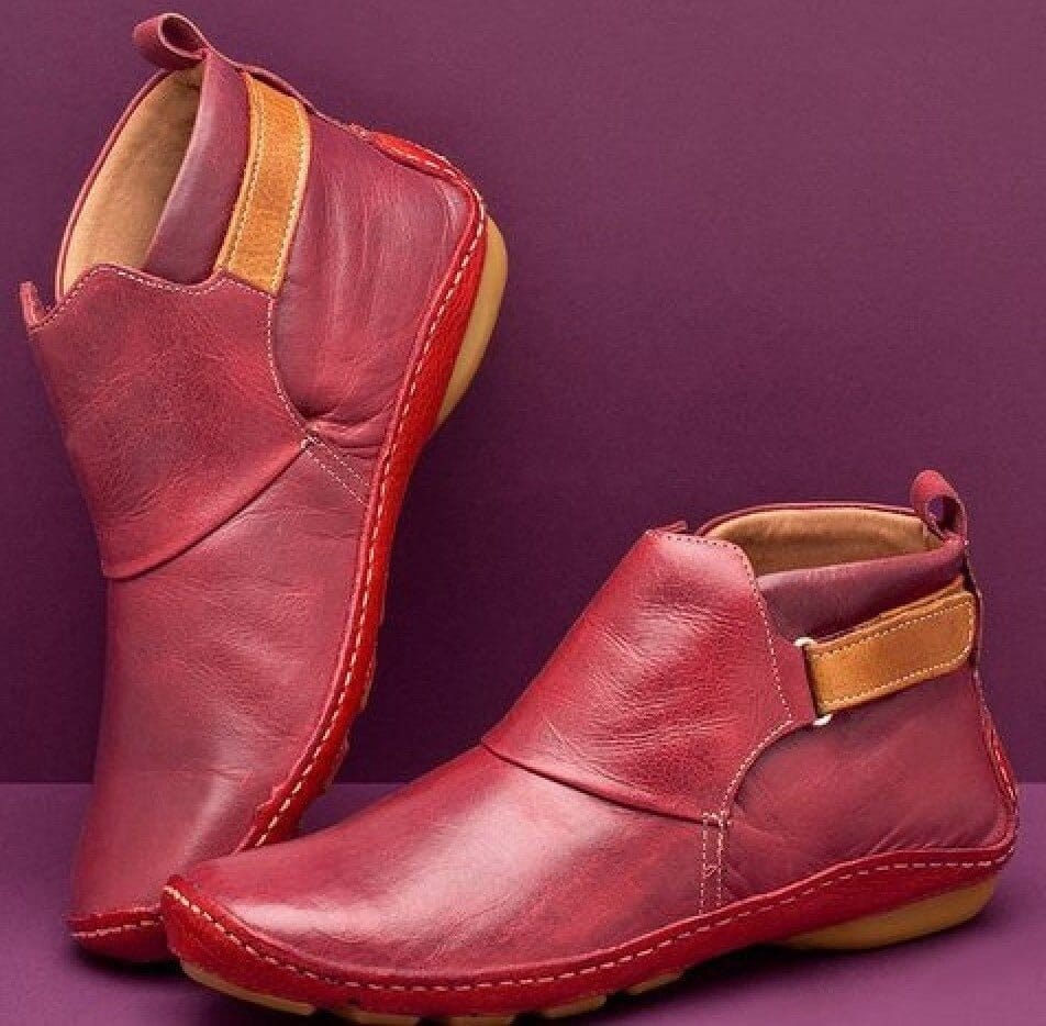 Valeria Montes Rojo Carmín / 34 Amaris | Botines cómodos y elegantes para el invierno