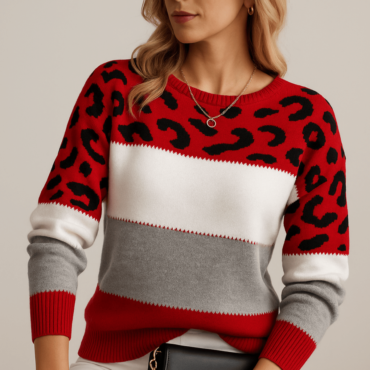 Valeria Montes Rojo / S Natalia | Jersey Elegante de Leopardo