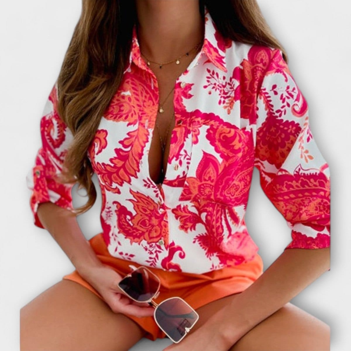 Valeria Montes Rosa naranja / S BLUSA CON CUELLO CLÁSICO