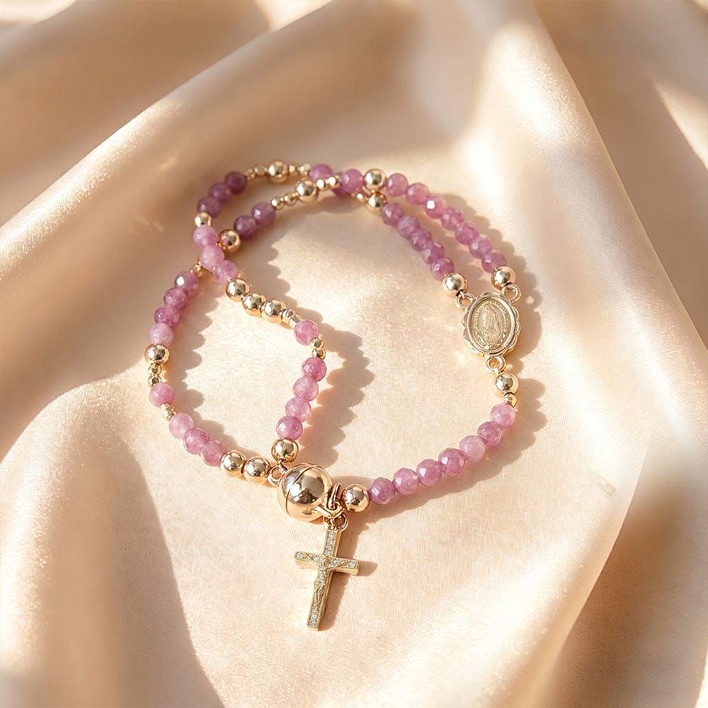 Valeria Montes Rosa Pulsera Rosario con Cierre Magnético
