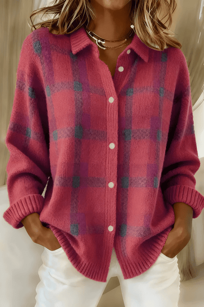 Valeria Montes Rosa / S CAMISA DE PUNTO A CUADROS SUAVES