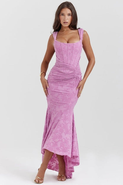 Valeria Montes Rosa / XS Vestido Elegante Estilo Corsé