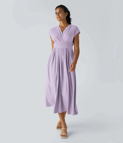Valeria Montes Rosa / XS Vestido Largo Fluido Elegante