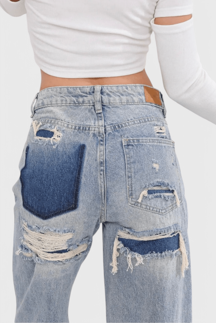 Valeria Montes Roxy | Jeans Vintage Desgastados de Cintura Alta