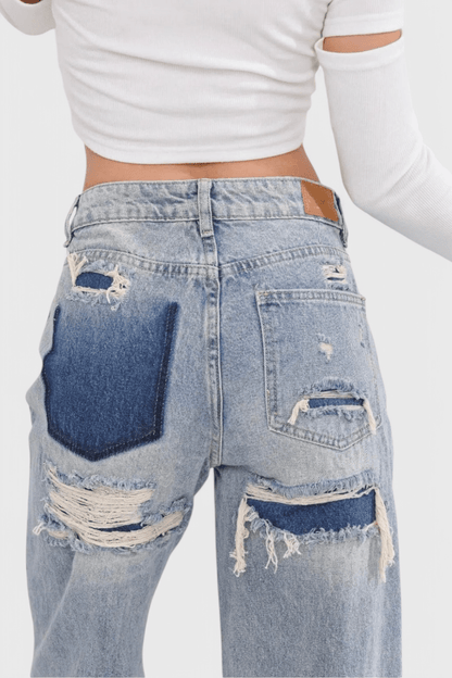 Valeria Montes Roxy | Jeans Vintage Desgastados de Cintura Alta