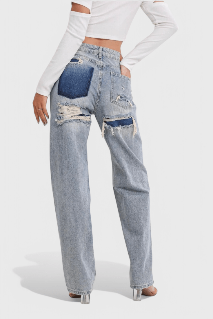Valeria Montes Roxy | Jeans Vintage Desgastados de Cintura Alta