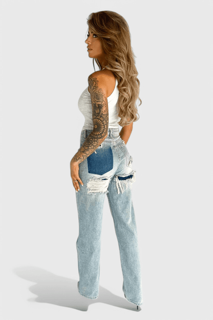 Valeria Montes Roxy | Jeans Vintage Desgastados de Cintura Alta