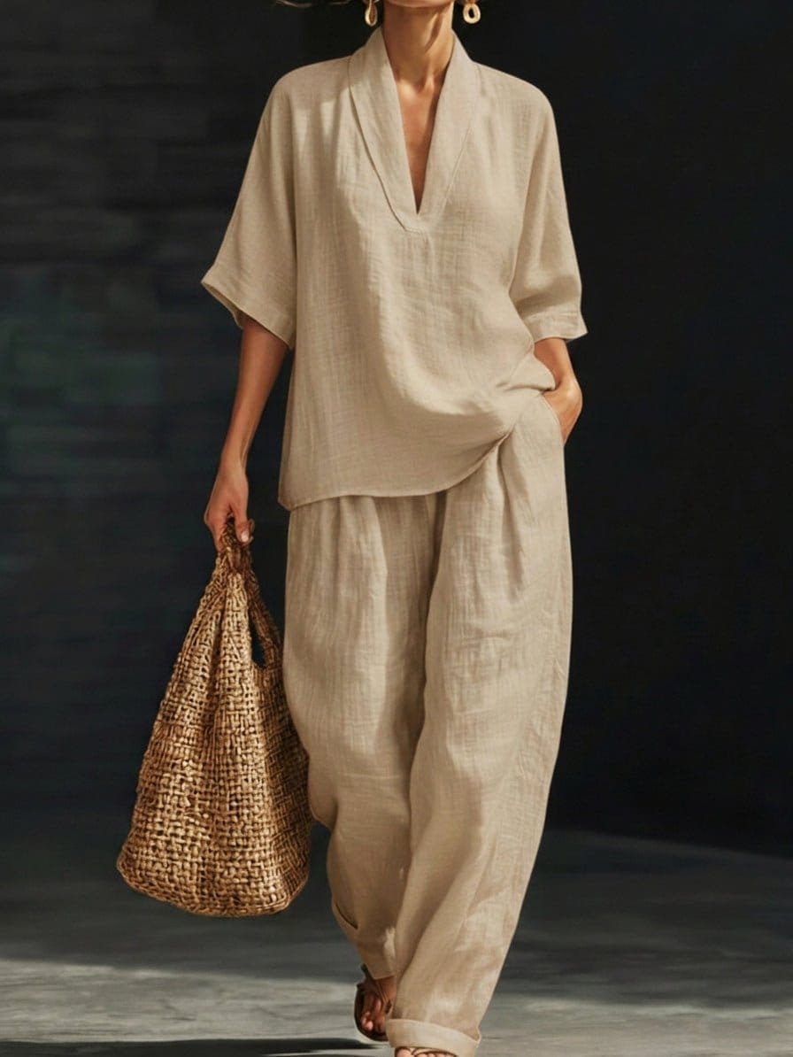 Valeria Montes S / Arena Conjunto Minimalista de Lino Mujer