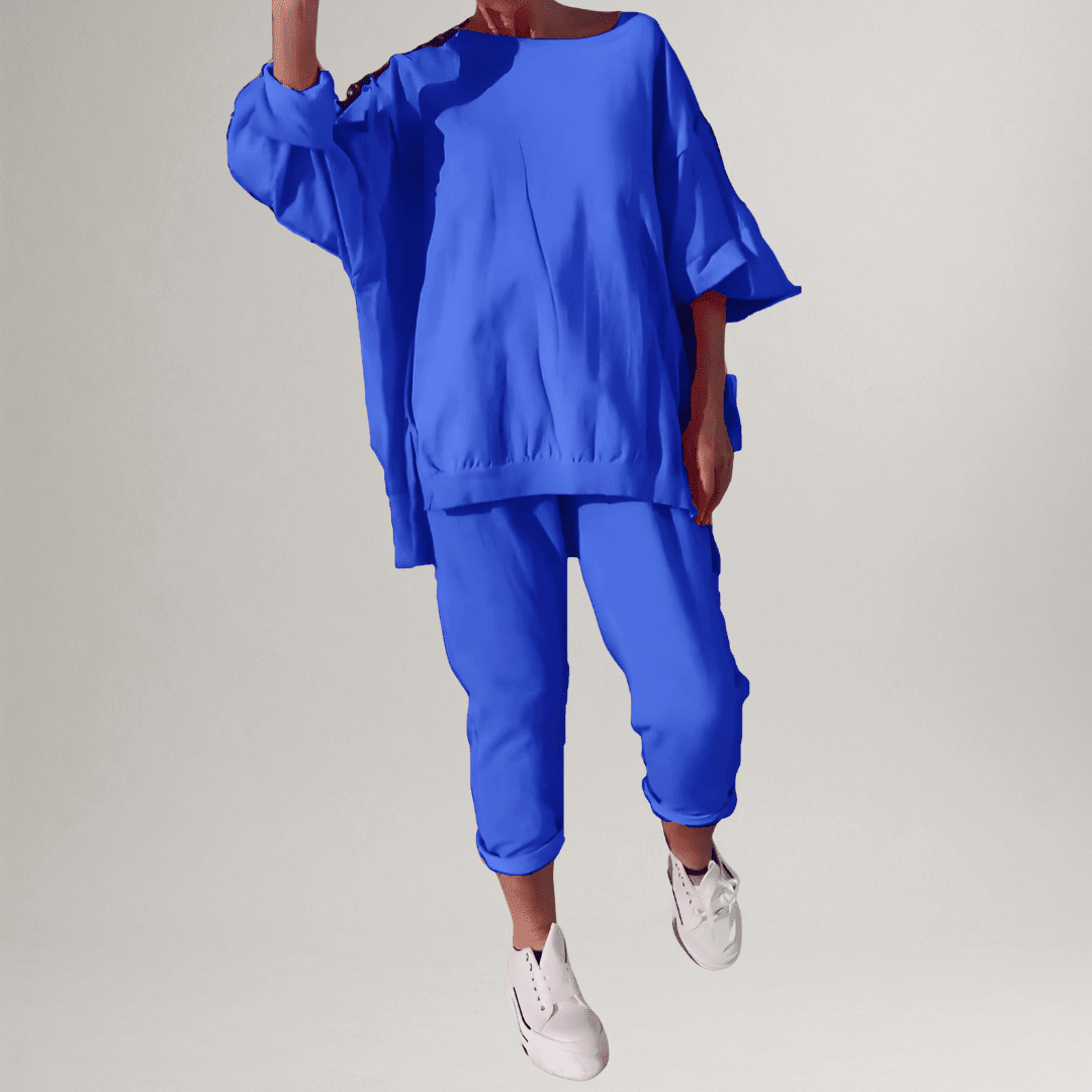 Valeria Montes S / Azul Conjunto Casual Cómodo