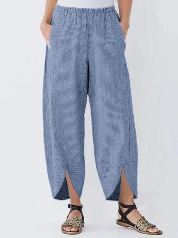 Valeria Montes S / Azul Pantalón Casual de Algodón para Mujer