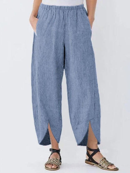 Valeria Montes S / Azul Pantalón Casual de Algodón para Mujer
