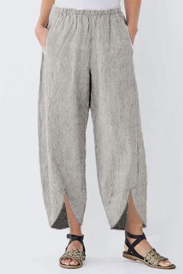 Valeria Montes S / Gris claro Pantalón Casual de Algodón para Mujer