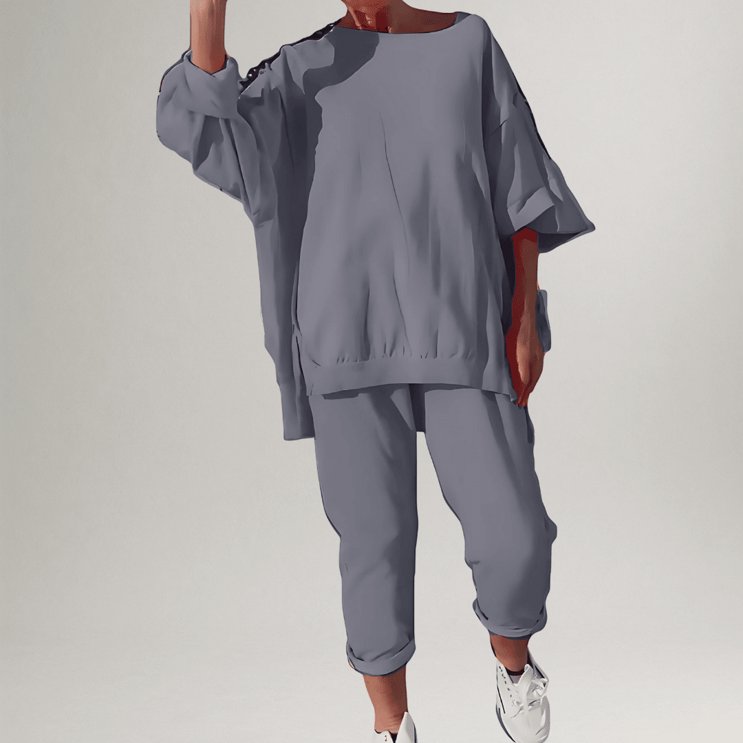 Valeria Montes S / Gris Conjunto Casual Cómodo