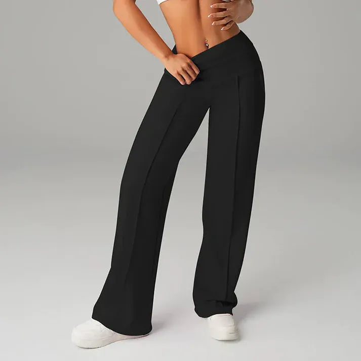 Valeria Montes S / Negro Lorena™ | Pantalones de mujer de corte recto y cintura alta