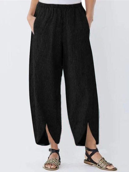 Valeria Montes S / Negro Pantalón Casual de Algodón para Mujer