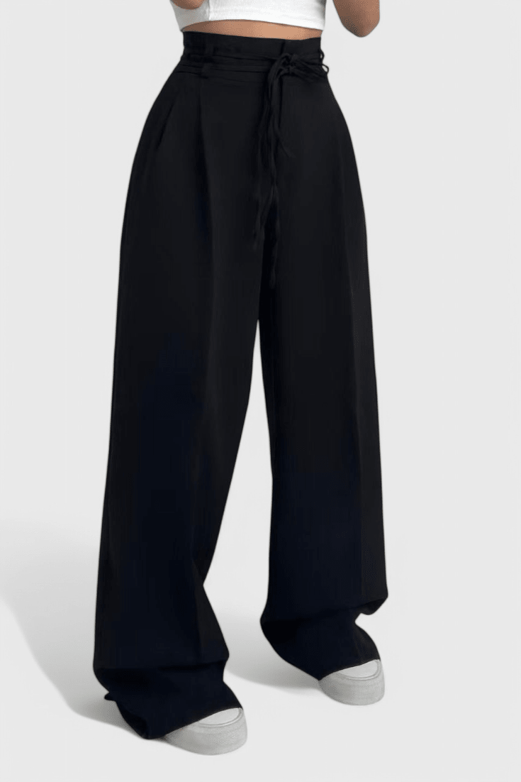 Valeria Montes S / Negro Sophie | Pantalones de pierna ancha con cordones