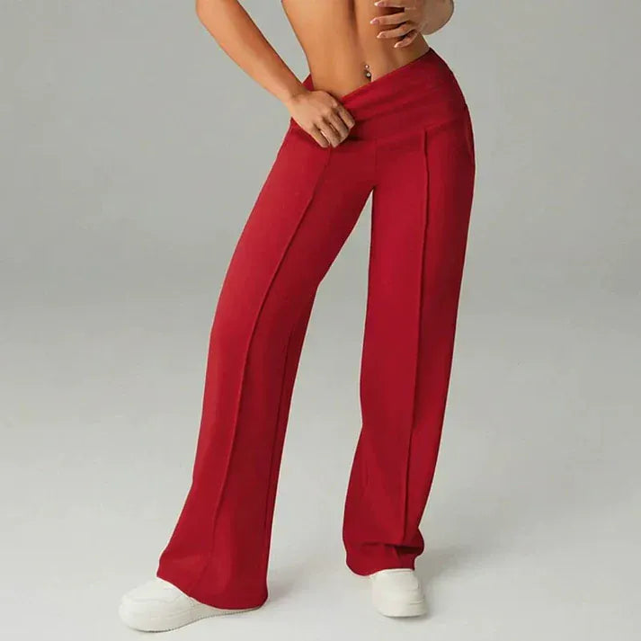Valeria Montes S / Rojo Lorena™ | Pantalones de mujer de corte recto y cintura alta