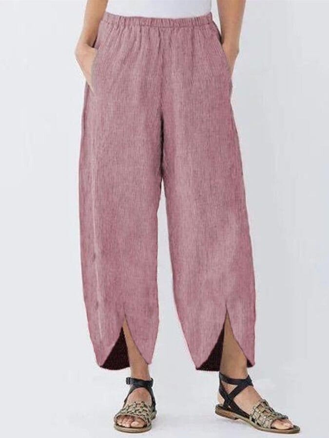 Valeria Montes S / Rosa Pantalón Casual de Algodón para Mujer