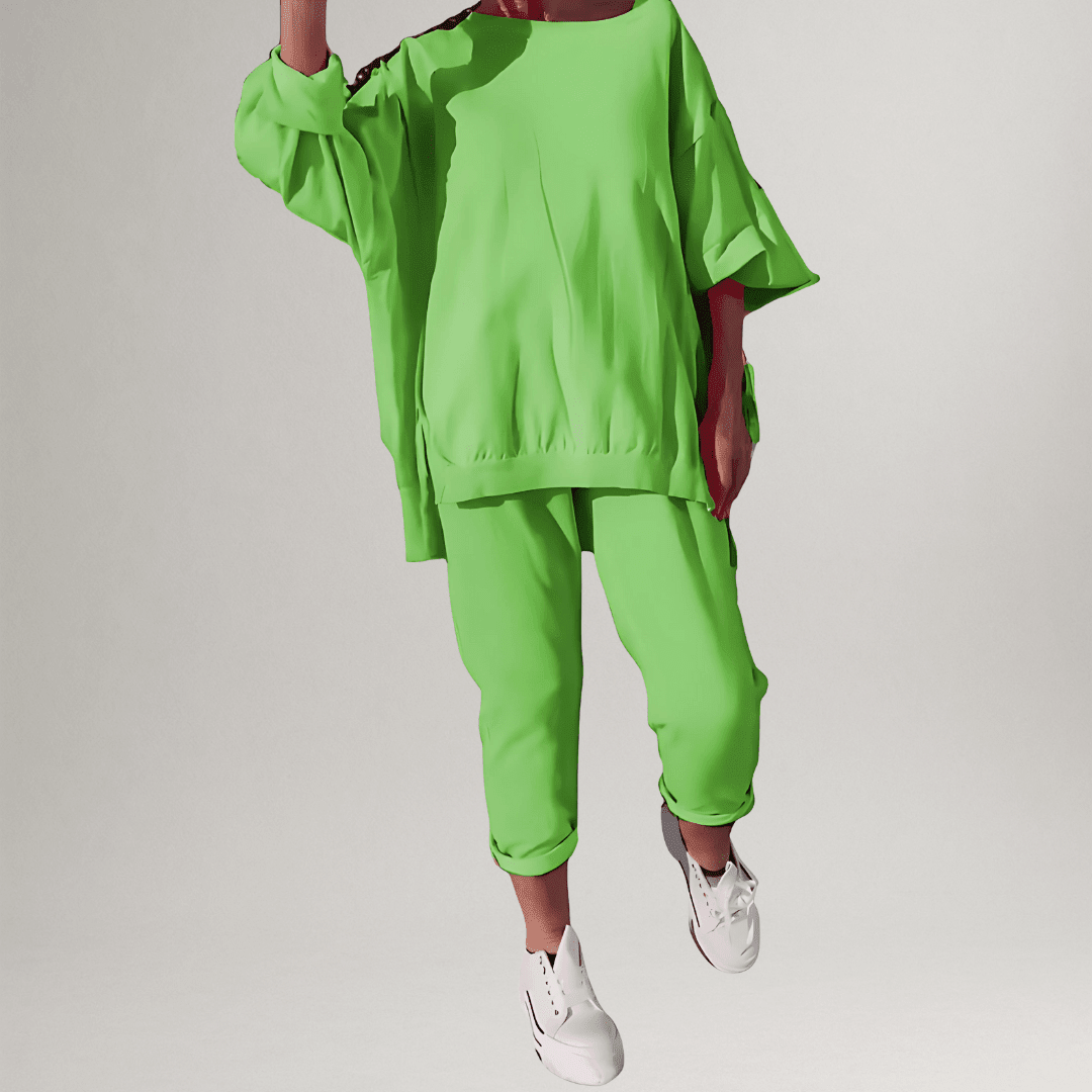 Valeria Montes S / Verde claro Conjunto Casual Cómodo